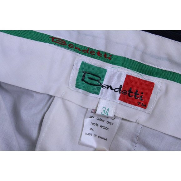 Bendetti Solid Navy Wool Pants Trousers Milano 34 X 35.75 Raw Hem Vtg Skomer's - Picture 8 of 8